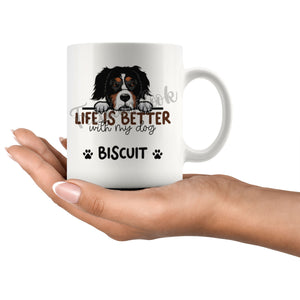 Personalized Bernese Mountain Dog Mom Dad Mug, Custom Dog's Name Gift