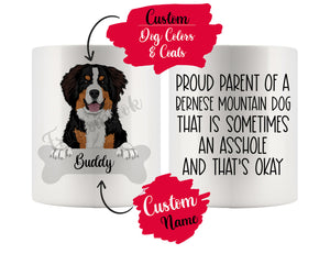 Personalized Bernese Mountain Dog Mom Dad Mug, Funny Dog Owner Gift