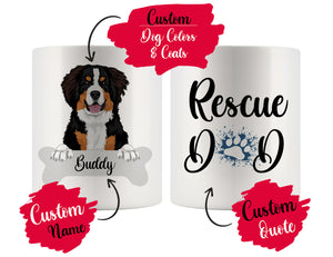 Personalized Bernese Mountain Dog Rescue Mom Dad Mug, Best Dog Owner Gift