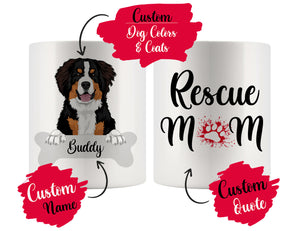 Personalized Bernese Mountain Dog Rescue Mom Dad Mug, Best Dog Owner Gift