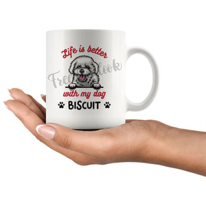 Personalized Bichon Frise Dog Mom Dad Mug, Custom Dog's Name Gift