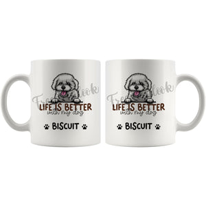 Personalized Bichon Frise Dog Mom Dad Mug, Custom Dog's Name Gift