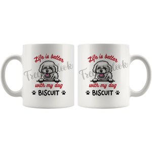 Personalized Bichon Frise Dog Mom Dad Mug, Custom Dog's Name Gift