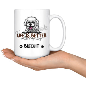 Personalized Bichon Frise Dog Mom Dad Mug, Custom Dog's Name Gift