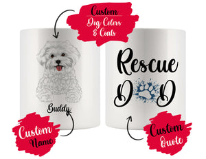 Personalized Bichon Frise Dog Rescue Mom Dad Mug, Best Dog Owner Gift