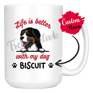 Personalized Big Mountain Dog Mom Dad Mug, Custom Dog's Name Gift