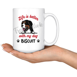 Personalized Big Mountain Dog Mom Dad Mug, Custom Dog's Name Gift