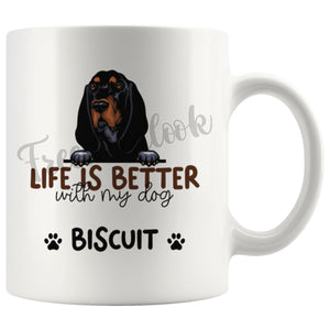 Personalized Black Coonhound Dog Mom Dad Mug, Custom Dog's Name Gift