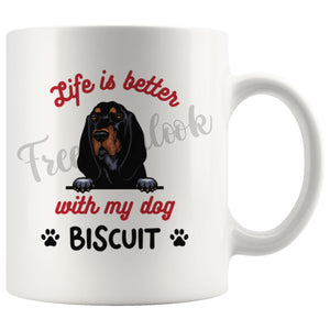 Personalized Black Coonhound Dog Mom Dad Mug, Custom Dog's Name Gift