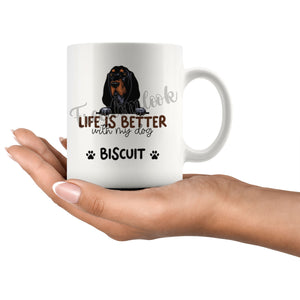 Personalized Black Coonhound Dog Mom Dad Mug, Custom Dog's Name Gift