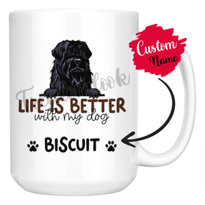 Personalized Black Russian Terrier Dog Mom Dad Mug, Custom Dog's Name Gift