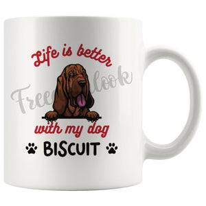 Personalized Bloodhound Dog Mom Dad Mug, Custom Dog's Name Gift