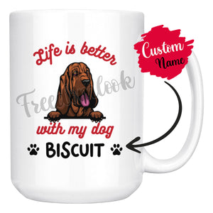 Personalized Bloodhound Dog Mom Dad Mug, Custom Dog's Name Gift