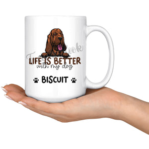 Personalized Bloodhound Dog Mom Dad Mug, Custom Dog's Name Gift