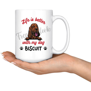 Personalized Bloodhound Dog Mom Dad Mug, Custom Dog's Name Gift