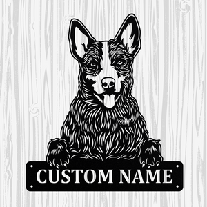 Personalized Blue Heeler Metal Sign, Dog Owner Wall Art, Memorial Gift