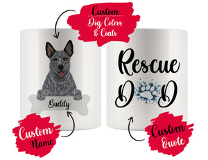 Personalized Blue Heeler Dog Rescue Mom Dad Mug, Best Dog Owner Gift