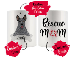 Personalized Blue Heeler Dog Rescue Mom Dad Mug, Best Dog Owner Gift