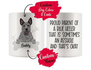 Personalized Blue Heeler Dog Mom Dad Mug, Funny Dog Owner Gift