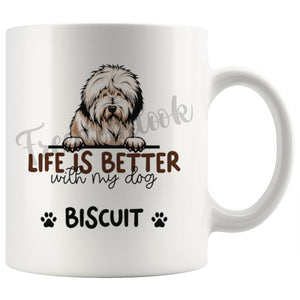 Personalized Bobtail Dog Mom Dad Mug, Custom Dog's Name Gift