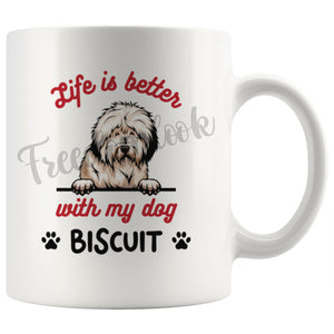 Personalized Bobtail Dog Mom Dad Mug, Custom Dog's Name Gift