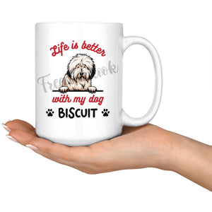 Personalized Bobtail Dog Mom Dad Mug, Custom Dog's Name Gift