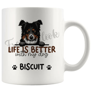 Personalized Border Collie Dog Mom Dad Mug, Custom Dog's Name Gift