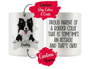 Personalized Border Collie Dog Mom Dad Mug, Funny Dog Owner Gift