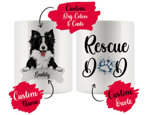 Personalized Border Collie Dog Rescue Mom Dad Mug, Best Dog Owner Gift
