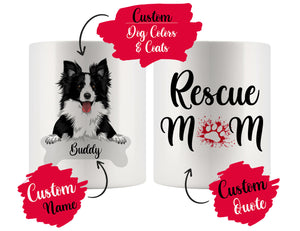 Personalized Border Collie Dog Rescue Mom Dad Mug, Best Dog Owner Gift