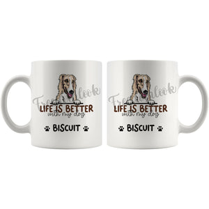 Personalized Borzoi Dog Mom Dad Mug, Custom Dog's Name Gift