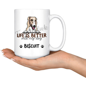 Personalized Borzoi Dog Mom Dad Mug, Custom Dog's Name Gift