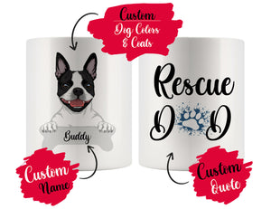 Personalized Boston Terrier Dog Rescue Mom Dad Mug, Best Dog Owner Gift