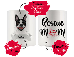 Personalized Boston Terrier Dog Rescue Mom Dad Mug, Best Dog Owner Gift