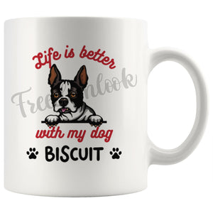 Personalized Boston Terrier Dog Mom Dad Mug, Custom Dog's Name Gift