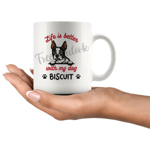 Personalized Boston Terrier Dog Mom Dad Mug, Custom Dog's Name Gift