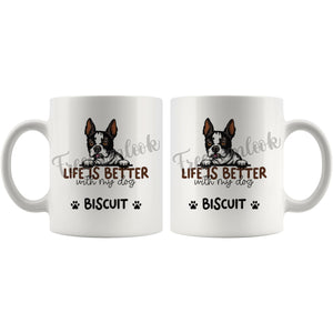 Personalized Boston Terrier Dog Mom Dad Mug, Custom Dog's Name Gift