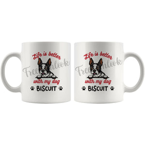 Personalized Boston Terrier Dog Mom Dad Mug, Custom Dog's Name Gift