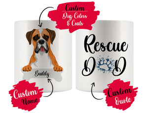 Personalized Boxer Dog Rescue Mom Dad Mug, Best Dog Owner Gift