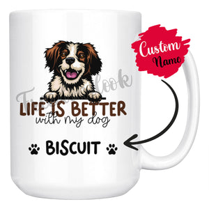 Personalized Brittany Dog Mom Dad Mug, Custom Dog's Name Gift
