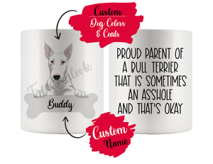 Personalized Bull Terrier Dog Mom Dad Mug, Funny Dog Owner Gift