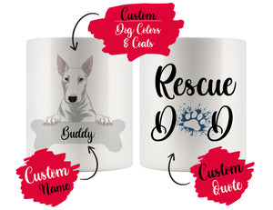 Personalized Bull Terrier Dog Rescue Mom Dad Mug, Best Dog Owner Gift