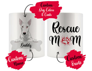 Personalized Bull Terrier Dog Rescue Mom Dad Mug, Best Dog Owner Gift