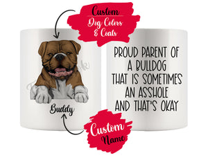 Personalized Bulldog Dog Mom Dad Mug, Funny Dog Owner Gift