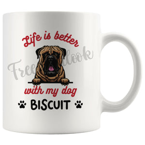 Personalized Bullmastiff Dog Mom Dad Mug, Custom Dog's Name Gift