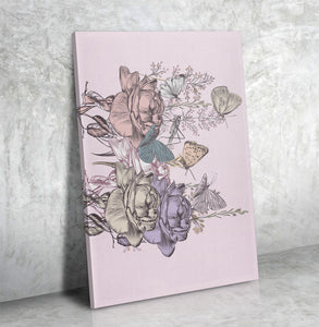 Butterflies With Rose Canvas Art - Freedom Look