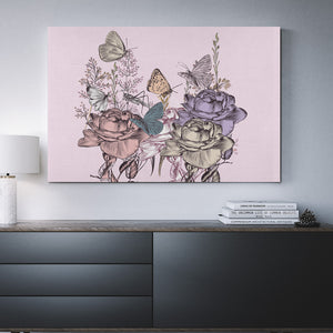 Butterflies With Rose Canvas Art - Freedom Look