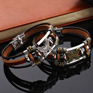 Butterfly Hand Made Leather Bracelet - Freedom Look