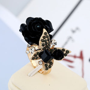 Butterfly & Flower Adjustable Ring For Elegant Woman (Spring 2018) - Freedom Look