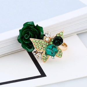 Butterfly & Flower Adjustable Ring For Elegant Woman (Spring 2018) - Freedom Look